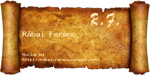 Rábai Ferenc névjegykártya